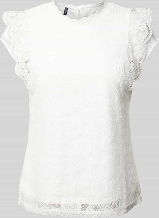 Pieces Blusenshirt mit Spitzenbesatz Modell COLLINE in Weiss, Größe XL
