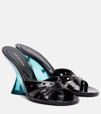 Dries Van Noten Patent leather wedge mules