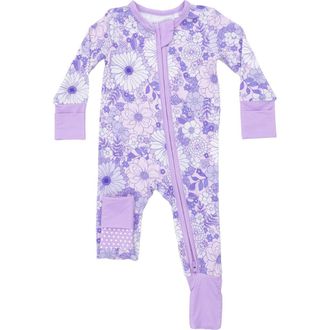 Angel Dear Lacy Lavender Floral Convertible Footie in White Purple at Nordstrom, Size 12-18M
