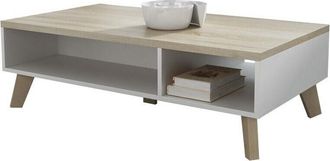 Mirjan24 Mesa De Centro Larfloi 101, Blanco + Roble Sonoma, 35x60x110cm, Di&aacute;metro: 0, Aglomerado Laminado, Angular