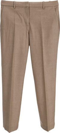 Theory Cropped Pants in Beige Virgin Wool