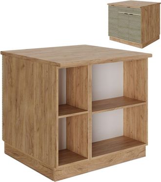 Vicco Isla De Cocina Fame-line, Panel De Roble, 90 Cm Con Caj&oacute;n, Sin Encimera, Vicco