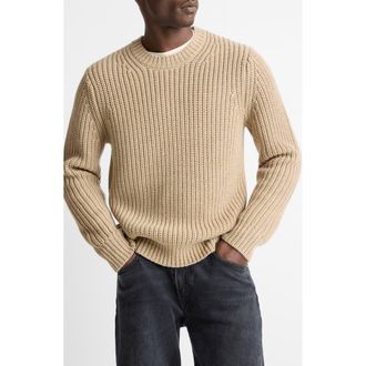Vince Shaker Stitch Merino Wool Crewneck Sweater in River Sand at Nordstrom, Size X-Large
