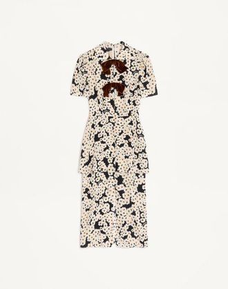 Valentino Abito In Crepe De Chine Stampa Apres LHiver Primula Donna NERO/MULTICOLOR 36