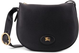 Burberry Hammered Leather Crossbody Bag With Logo Patch