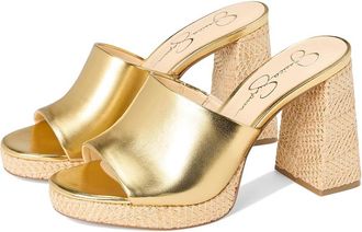 Jessica Simpson Kameena Mule Platform Sandals Womens Sandals Gold : 6.5 M, Leather