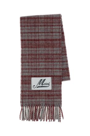 Marni Red/Grey Blended Wool Check Scarf