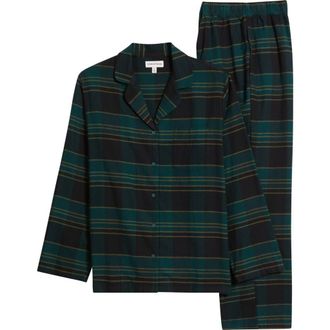 Nordstrom Plaid Flannel Pajamas in Green- Navy Jamal Plaid at Nordstrom Rack, Size X-Large