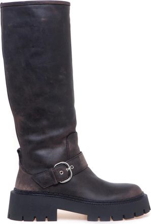 Vic Mati&eacute; Biker Boot - Dames - Hoge Laarzen - Zwart - 36 EU - Leer - Schoenen