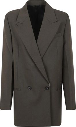 Toteme Shield Blazer - Dames - Blazers - Groen - S - Wol - Jassen