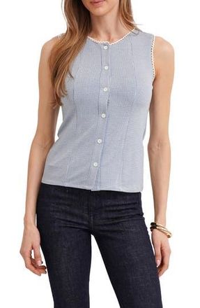 Cyrus Picot Trim Sleeveless Houndstooth Top in Blue at Nordstrom Rack, Size X-Large