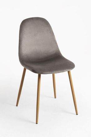 Regalos Miguel Sillas Comedor - Silla Teok Terciopelo - Gris Oscuro