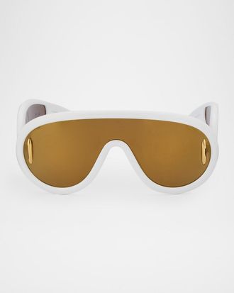 Loewe Men & apos;s Wave Acetate Anagram-Temple Mask Sunglasses