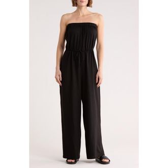 Nordstrom Rack Strapless Wide Leg Cover-Up Jumpsuit in Black at Nordstrom Rack, Size X-Small
