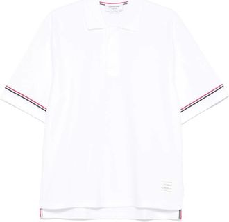 Thom Browne Wit Polo Shirt met Signature Stijl - Heren - Polos - Wit - XL - Katoen - Tops