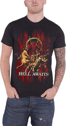 Slayer T Shirt Hell Awaits Pentagram Band Logo Official Mens Black XL