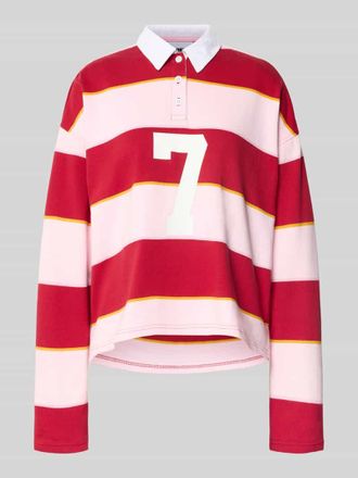 Review Sweatshirt mit Umlegekragen und Knopfleiste in Dunkelrot, Gr&ouml;&szlig;e XL