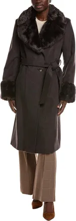 Via Spiga Belted Wool-Blend Coat
