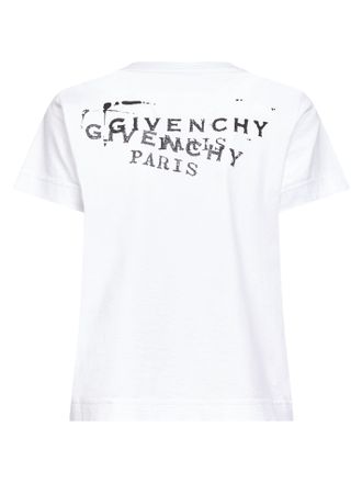 Givenchy Womens White Stamp Print T-Shirt Cotton T-Shirts & Jerseys
