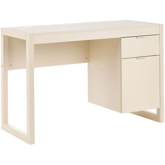 Beliani Scrivania da ufficio in stile scandinavo con cassetti in legno 110x50 cm Beige chiaro Johnson