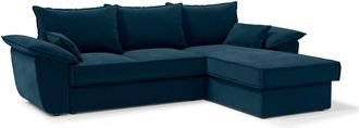 Sia Home Sof&aacute; cama esquinero derecho con arc&oacute;n terciopelo azul pavo 257 cm