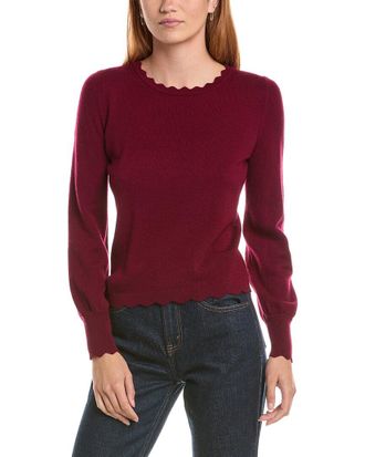Sofiacashmere Scallop Trim Crewneck Wool & Cashmere-Blend Sweater