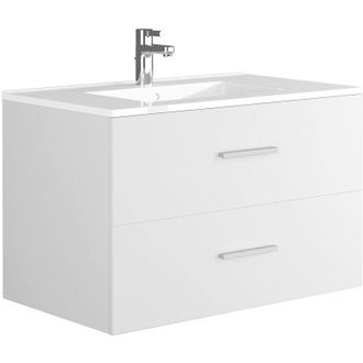 Vente-Unique Vente-unique - Mobile per bagno sospeso con lavabo singolo 80 cm Bianco - kayla