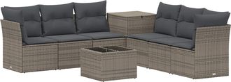vidaXL Juego De Sof&aacute; 8 Uds. Gris Y Gris Oscuro Rat&aacute;n Sint&eacute;tico Y Acero Vidaxl