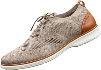 Generic Leisure Men Mesh Non Slip Flat Round Toe Breathable Lace Up Lazy Leisure Shoes (Khaki, 8.5)-3