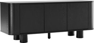 Oviala Mueble TV escandinavo de 3 puertas L120 cm madera negra