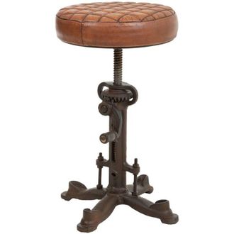 Wanderlust Deco Wanderlust Deco - Taburete De Metal Y Piel 30,5x30,5x33h Cm