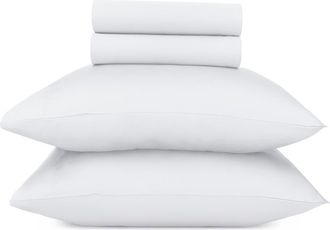 California Design Den Signature Comfort 100% Egyptian Cotton Soft Sateen Sheet Set in Bright White at Nordstrom, Size California King