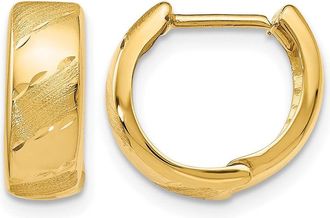 Diamond2Deal 14K Yellow Gold Polished and Satin Hinged Hoop Earrings