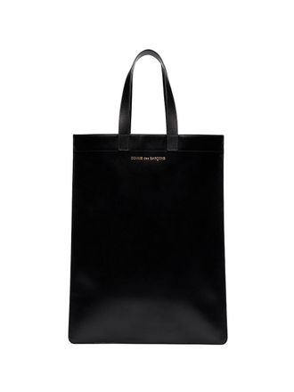 Comme Des Gar&ccedil;ons logo print tote bag - unisex - Calf Leather - OS - Black