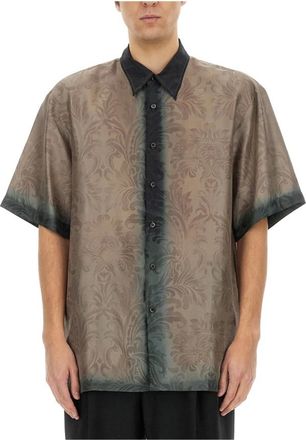 Dries Van Noten Zijden Shirt met Korte Mouwen - Heren - Korte mouwen Overhemden - Veelkleurig - L - Overhemden