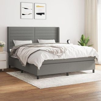 vidaXL Vidaxl - Cama Box Spring Con Colch&oacute;n Tela Gris Oscuro 160x200 Cm