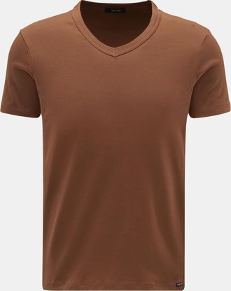 Tom Ford Herren - V-Neck T-Shirt braun