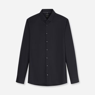 Olymp Businesshemd OLYMP No. Six super slim, Herren, Gr. 37, N-Gr, schwarz, Jersey, Obermaterial: 64% Baumwolle, 27% Polyester, 9% Elasthan, unifarben, Hemd