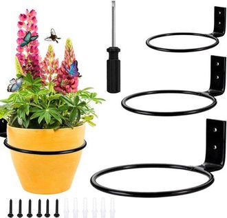 OEM Dailygoody, Soporte De Pared Para Plantas, 3 Piezas, Ideal Para Jardines Verticales, Negro, Macetas Colgantes, Planta Redonda