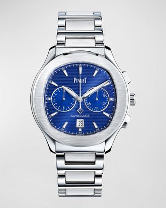 Piaget Stainless Steel Blue Chronograph Watch