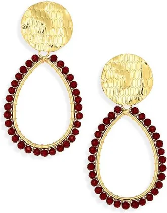 Panacea Beaded Teardrop Earrings in Burgundy at Nordstrom