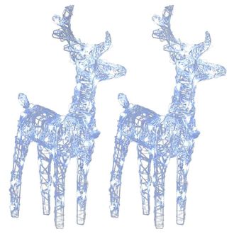 vidaXL Renos De Navidad 2 Unidades 80 Led Blanco Fr&iacute;o Acr&iacute;lico Vidaxl