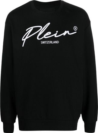 Philipp Plein logo crew-neck jumper - men - Polyester/Cotton - XXXL - Black