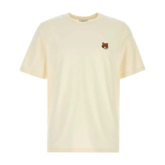 Maison Kitsun&eacute; T-Shirts, male, Beige, Size: XL Fox Head Regular Tee-Shirt
