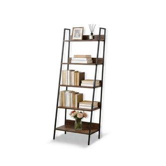 Relaxdays Estanter&iacute;a Escalera Relaxdays, Moderna, 5 Baldas Para Plantas, Libros Y Decoraci&oacute;n, Hbt: 170 X 60 X 30 Cm, Marr&oacute;n-negro