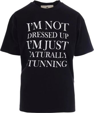 Elisabetta Franchi Oversized T-shirt - Dames - T-shirts - Zwart - M - Katoen - Tops