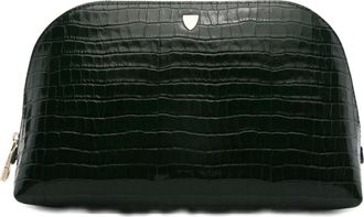 Aspinal of London Trousse make up piccola con effetto coccodrillo - Verde
