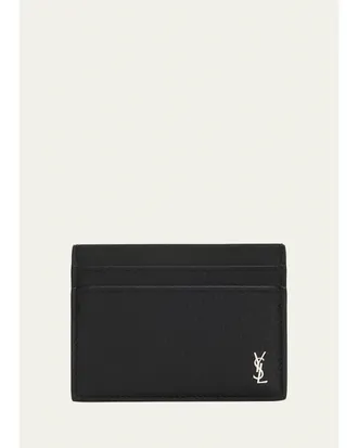 Saint Laurent Mens Tiny Cassandre YSL Card Holder in Leather