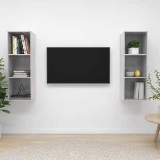 vidaXL Vidaxl - Muebles De Sal&oacute;n De Pared 2 Pzs Madera Ingenier&iacute;a Gris Hormig&oacute;n