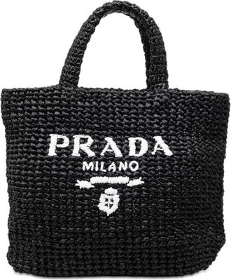 Prada Pre-owned Prada Small Raffia Effect Crochet Embroidered Logo Tote Ladies TWKLLV60ECJK2XAG